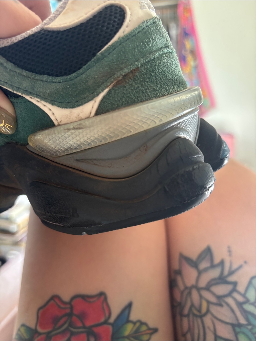 New Balance 9060 Green and Black Athletic Sneakers - Picture 8 of 11